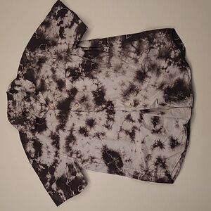 OUTERKNOWN Beige Black Tie Dye Abstract Organic Cotton L Mens Short Sleeve Shirt